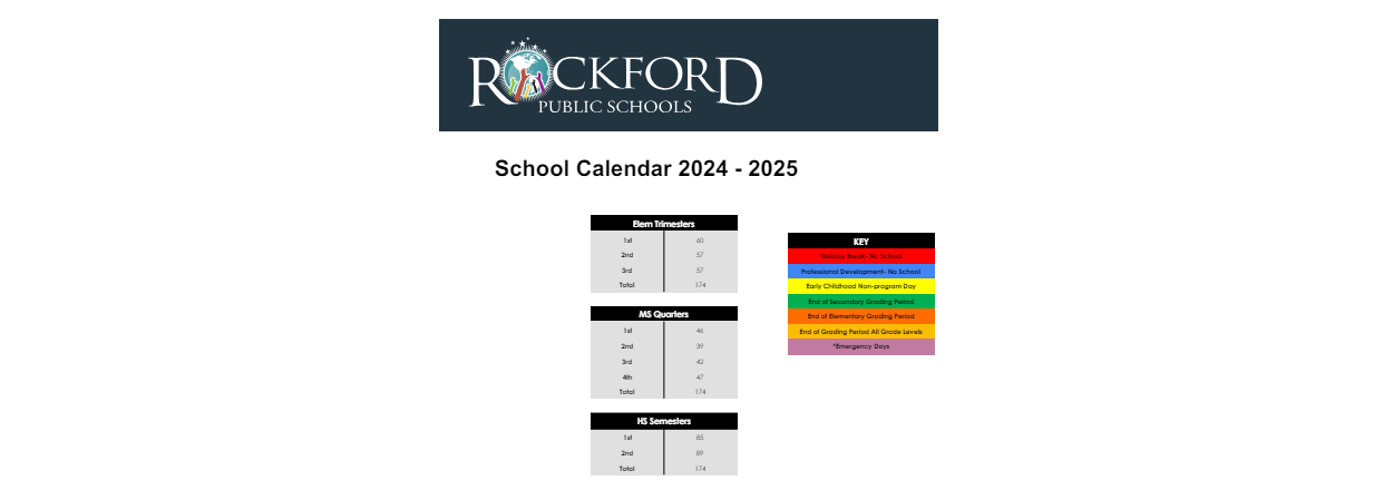 District School Academic Calendar Key for Rockford East High School