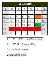District School Academic Calendar for Fairview Center for March 2025