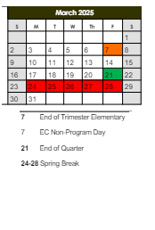 District School Academic Calendar for Skyview Center for March 2025