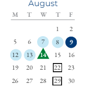 District School Academic Calendar for Joe Mathias Elementary School for August 2024
