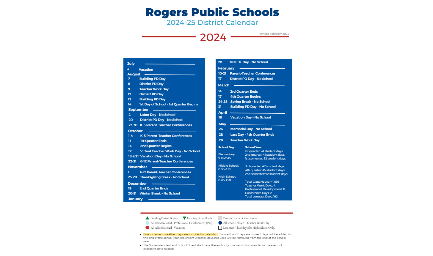 District School Academic Calendar Key for Joe Mathias Elementary School