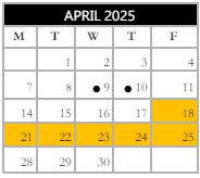 District School Academic Calendar for Gansevoort Elementary School for April 2025