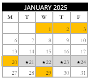 District School Academic Calendar for Gansevoort Elementary School for January 2025