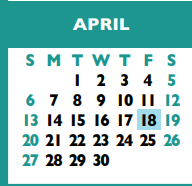 District School Academic Calendar for Round Rock Opport Ctr Daep for April 2025