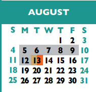 District School Academic Calendar for Union Hill Elementary School for August 2024