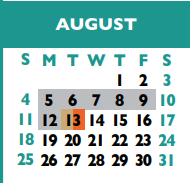 District School Academic Calendar for Canyon Creek Elementary School for August 2024