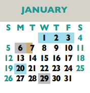District School Academic Calendar for Williamson Co J J A E P for January 2025