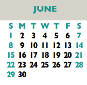 District School Academic Calendar for Williamson Co J J A E P for June 2025