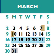 District School Academic Calendar for Williamson Co J J A E P for March 2025