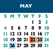 District School Academic Calendar for Williamson Co J J A E P for May 2025