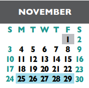 District School Academic Calendar for Williamson Co J J A E P for November 2024