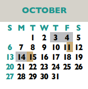 District School Academic Calendar for Success Program East for October 2024