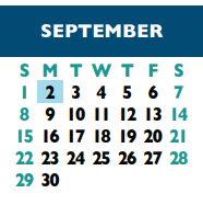 District School Academic Calendar for Bluebonnet Elementary School for September 2024