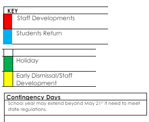 District School Academic Calendar Legend for Southwest Elementary School