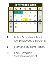 District School Academic Calendar for Southwest Elementary School for September 2024