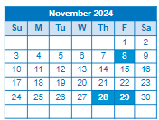 District School Academic Calendar for Crossroads Science Program for November 2024
