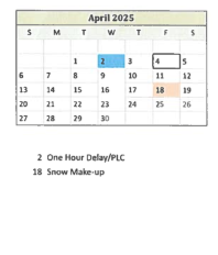 District School Academic Calendar for Bradie M Shrum Upper Elem for April 2025