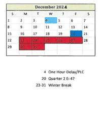 District School Academic Calendar for Bradie M Shrum Upper Elem for December 2024