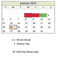 District School Academic Calendar for Bradie M Shrum Upper Elem for January 2025