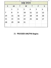 District School Academic Calendar for Bradie M Shrum Upper Elem for July 2024