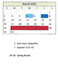 District School Academic Calendar for Bradie M Shrum Upper Elem for March 2025