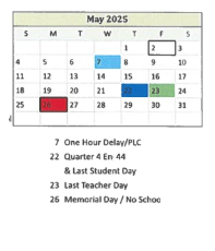 District School Academic Calendar for Bradie M Shrum Upper Elem for May 2025