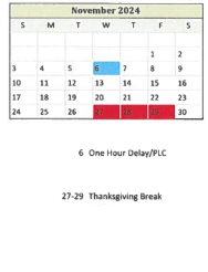 District School Academic Calendar for Bradie M Shrum Upper Elem for November 2024
