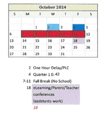 District School Academic Calendar for Bradie M Shrum Upper Elem for October 2024