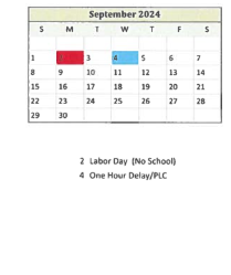 District School Academic Calendar for Bradie M Shrum Upper Elem for September 2024