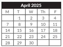 District School Academic Calendar for Clear Lake Elementary School for April 2025