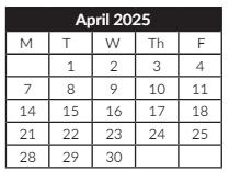 District School Academic Calendar for Scott Elementary School for April 2025
