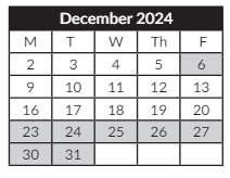 District School Academic Calendar for Clear Lake Elementary School for December 2024