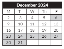 District School Academic Calendar for Scott Elementary School for December 2024