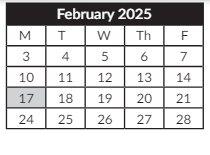 District School Academic Calendar for Houck Middle School for February 2025