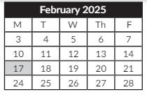 District School Academic Calendar for Scott Elementary School for February 2025