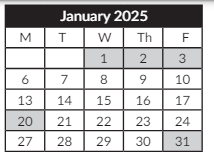 District School Academic Calendar for Clear Lake Elementary School for January 2025