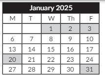 District School Academic Calendar for Scott Elementary School for January 2025