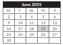 District School Academic Calendar for Houck Middle School for June 2025