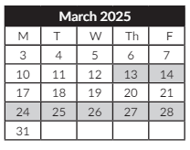 District School Academic Calendar for Scott Elementary School for March 2025