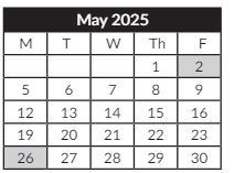District School Academic Calendar for Clear Lake Elementary School for May 2025
