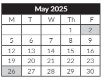 District School Academic Calendar for Scott Elementary School for May 2025
