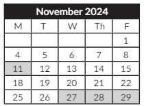 District School Academic Calendar for Clear Lake Elementary School for November 2024