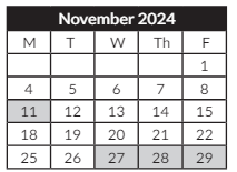 District School Academic Calendar for Scott Elementary School for November 2024