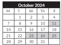 District School Academic Calendar for Scott Elementary School for October 2024