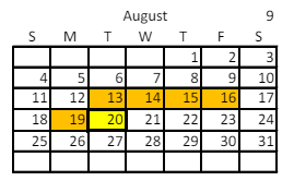 District School Academic Calendar for Horizonte Instr & Trn Ctr for August 2024