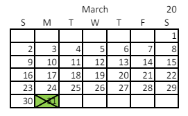 District School Academic Calendar for Horizonte Instr & Trn Ctr for March 2025
