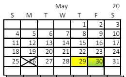 District School Academic Calendar for Horizonte Instr & Trn Ctr for May 2025