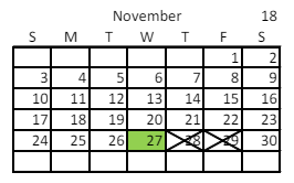 District School Academic Calendar for Horizonte Instr & Trn Ctr for November 2024