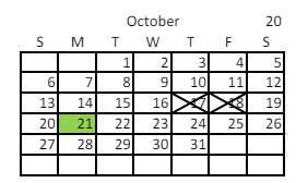 District School Academic Calendar for Horizonte Instr & Trn Ctr for October 2024