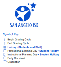 District School Academic Calendar Legend for Bowie Elementary School